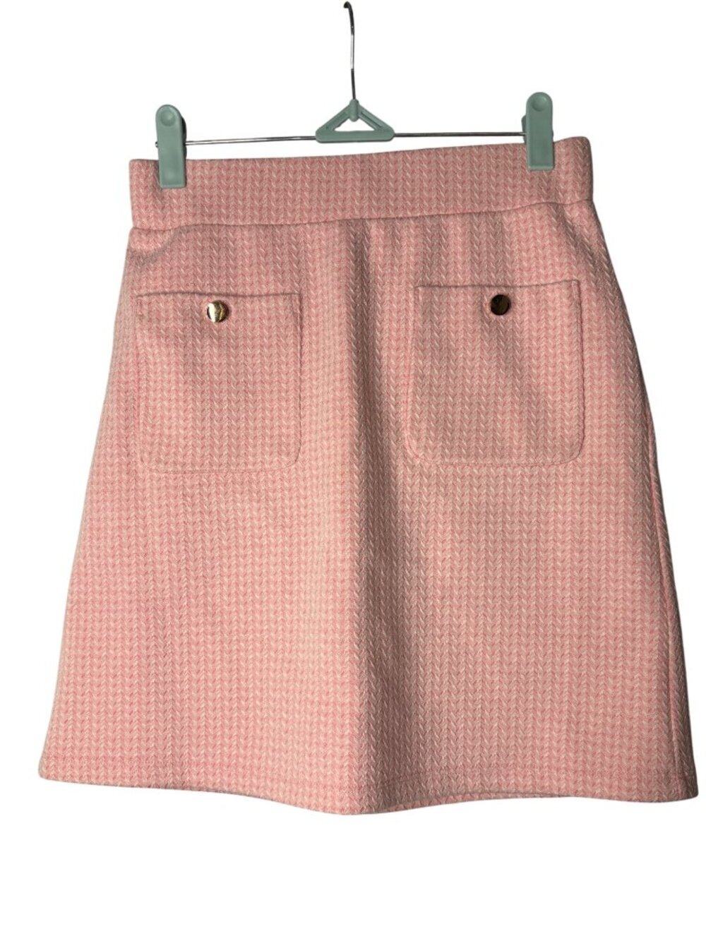 LOFT A-Line Knee Length Skirt XXS Elastic Waist Pink White Coquette Twee New